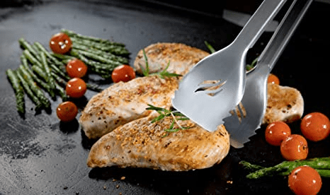 Tongs are great for picking up and flipping food on the griddle surface. They're also helpful for removing food from the griddle and adding toppings.