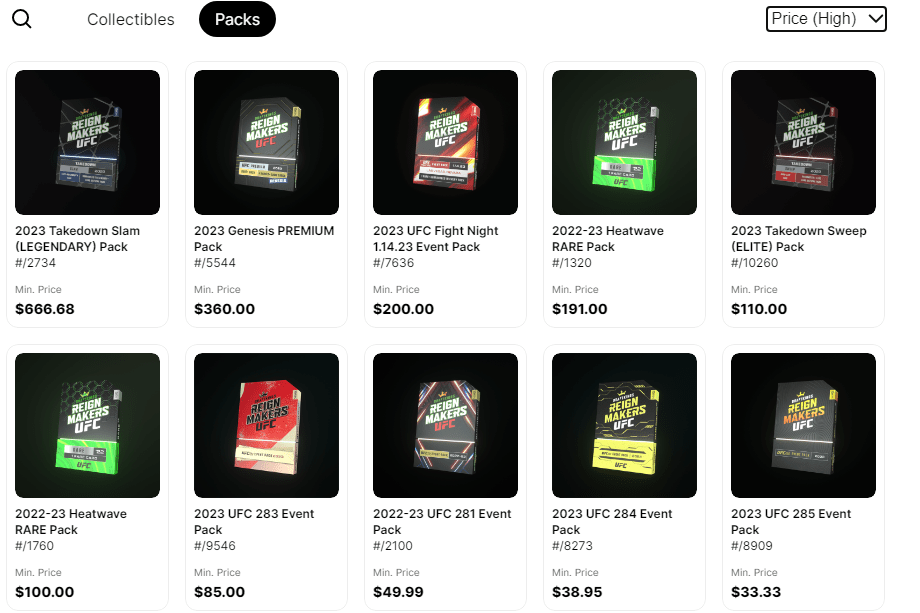 Reignmaker player card NFTs can be purchased via pack drops, auctions, or on the secondary marketplace. Pack drops allow users to buy unrevealed quantities of player card NFTs, while auctions allow users to bid on specific player card NFTs. The secondary marketplace is where users can buy and sell player card NFTs after they've been released.