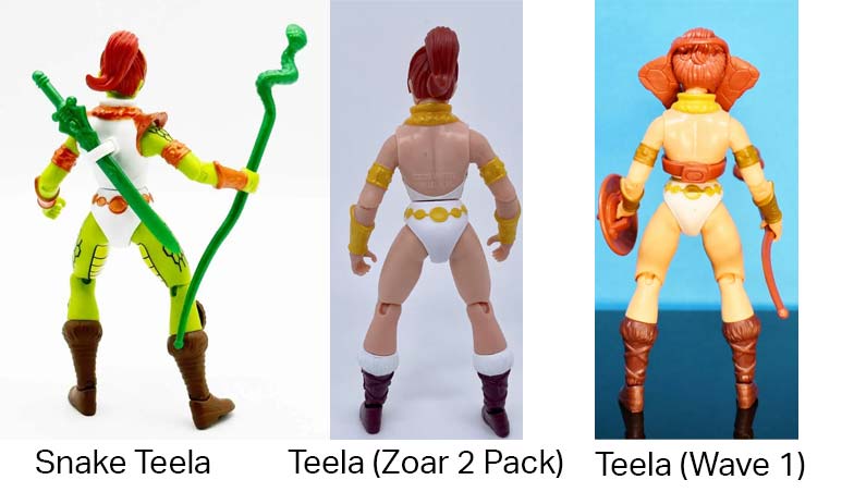 Looking at the new female, and unisex parts that have been released in recent figures, it's clear that Mattel is preparing to release a new wave of Princess of Power figures in late 2023. For example, the Snake Teela release boasts an entirely new torso sculpt, with brand new boots, and utilizes the rolling mold changes with the updated knees. The Teela & Zoar 2 Pack included a new Teela figure with the updated knees, brighter colors and subtle changes. Evil-Lyn 2 was just a different color scheme, not much changed there, but had the new knees as well. This shows that these rolling improvements will be carried over to any new female characters in the line.