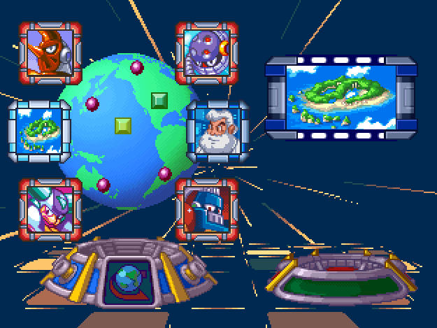 Mega Man 8 Boss and Stage Select Screens