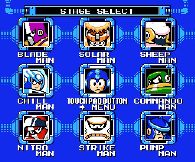 Mega Man 10 Boss and Stage Select Screens