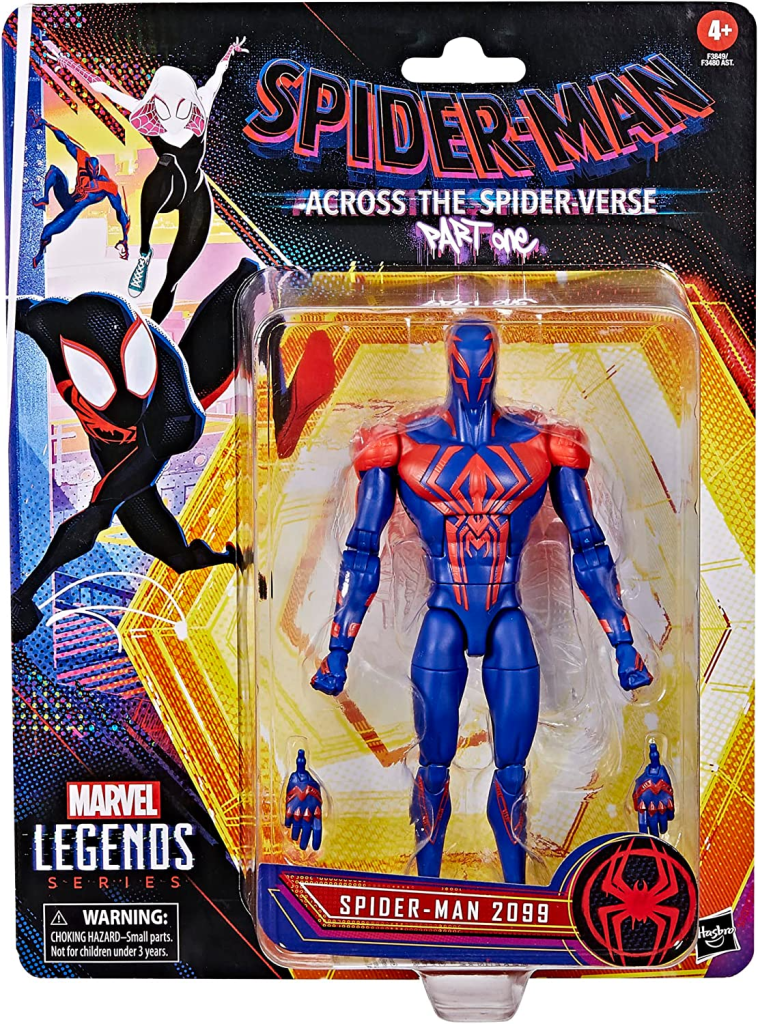 Spider-Man 2099: Traveling from the future, Spider-Man 2099 brings a futuristic flair to the collection. This action figure features the iconic blue and red costume of Miguel O'Hara, ready to join the Spider-Verse team.