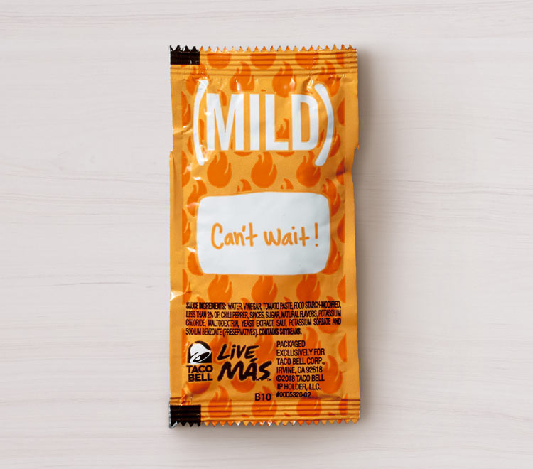 Mild Sauce

A crowd favorite, Mild Sauce delivers a perfect balance of flavor with a hint of sweetness. Its smooth texture and subtle heat make it ideal for adding a touch of zest to any Taco Bell dish.